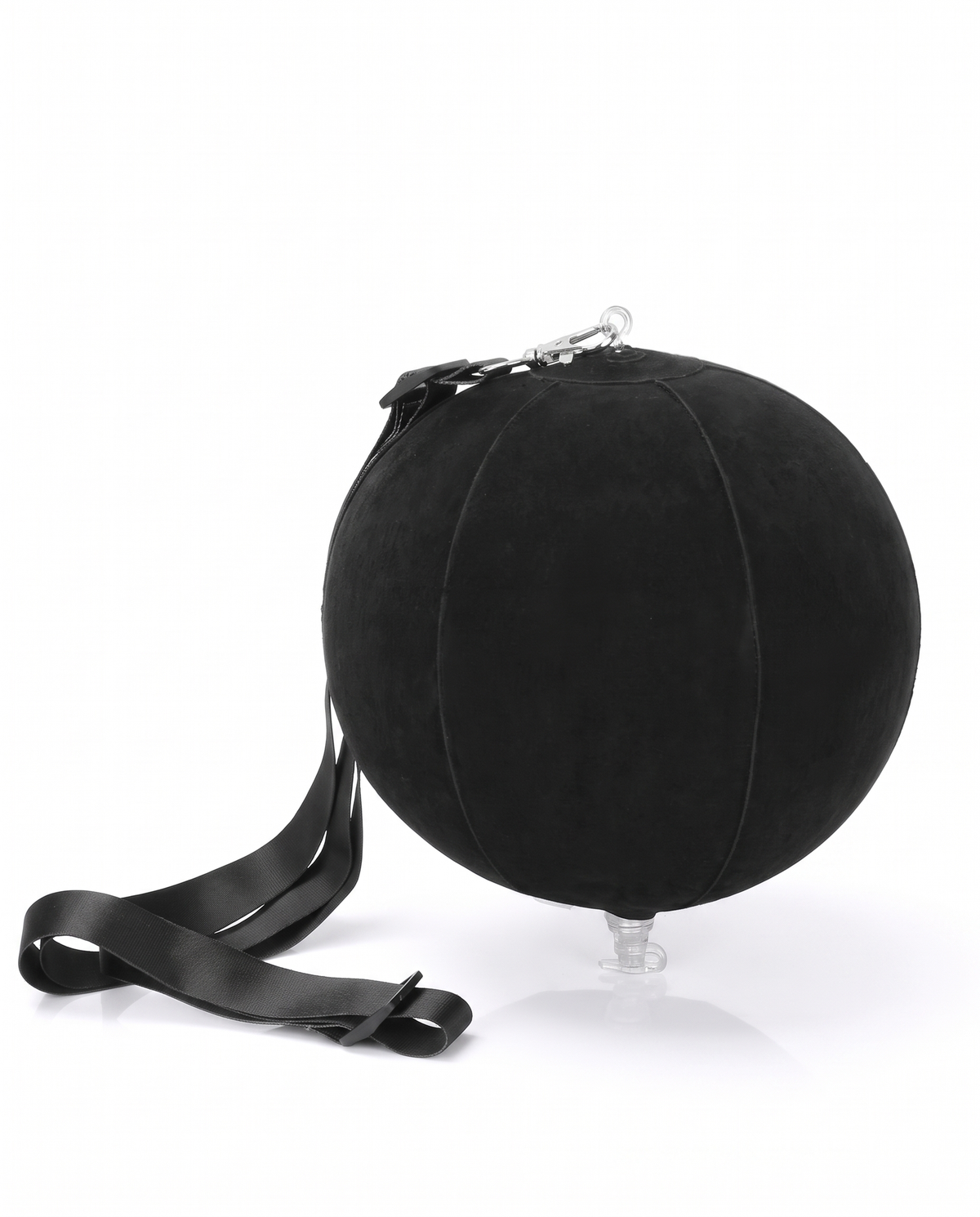 Black inflatable golf swing trainer ball with neck strap